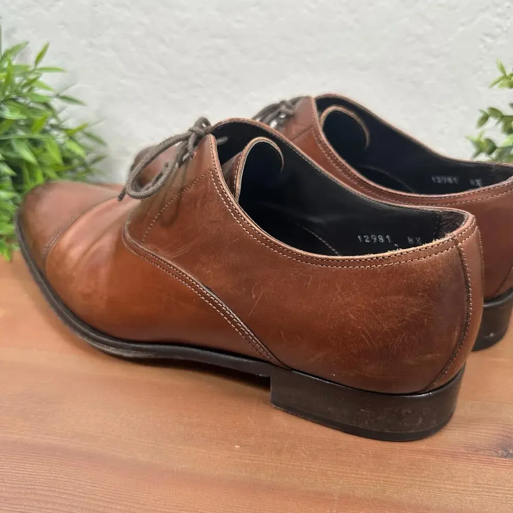 To Boot New York Men's Bandon Brown Leather Cap Toe Oxfords Shoes Size 8.5